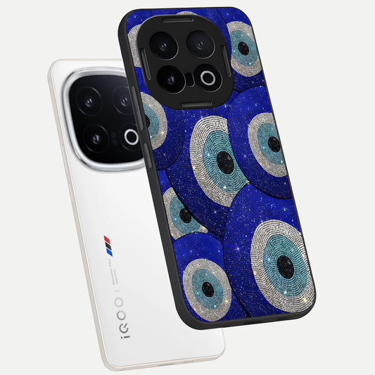  Galaxy Eye Flow phone case for iQOO 13 showing premium glass back cover with detailed artwork