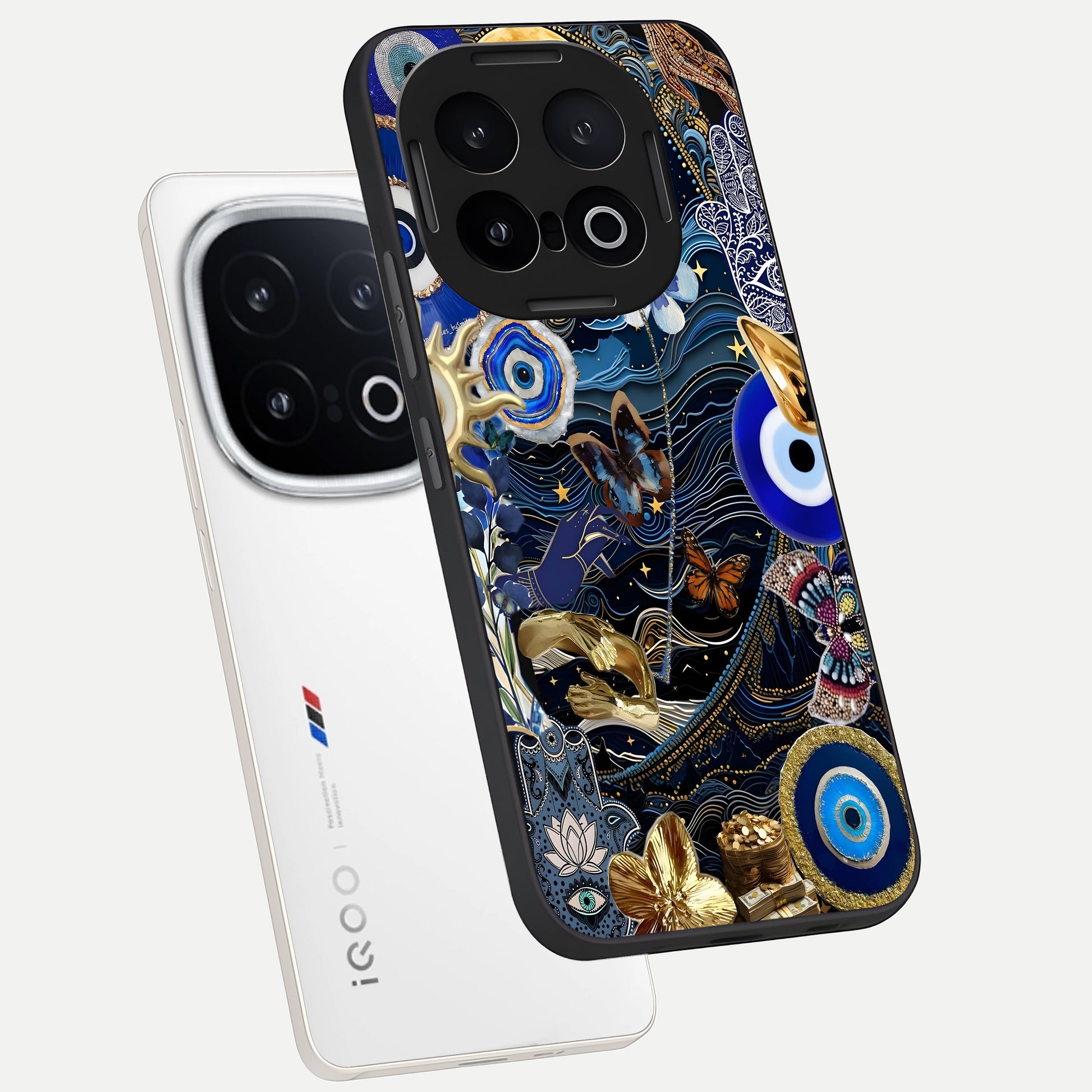  Golden Moon Magic phone case for iQOO 13 showing premium glass back cover with detailed artwork