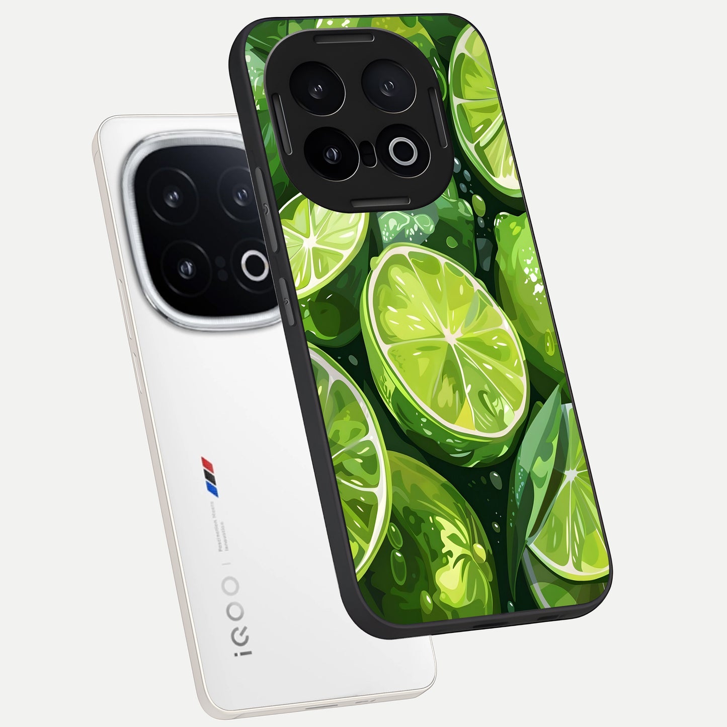  Green Kawasaki phone case for iQOO 13 showing premium glass back cover with detailed artwork