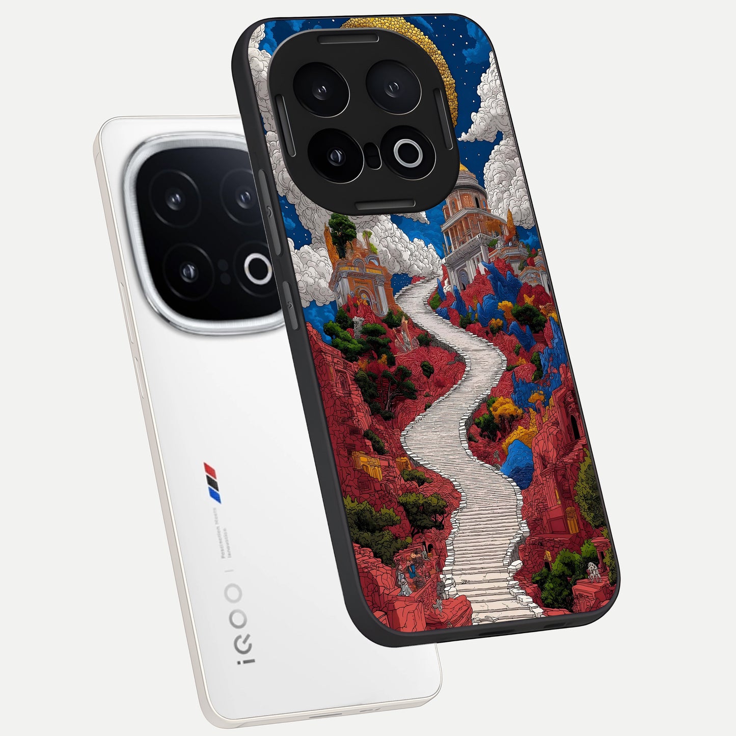  Heavenly Moon Path phone case for iQOO 13 showing premium glass back cover with detailed artwork