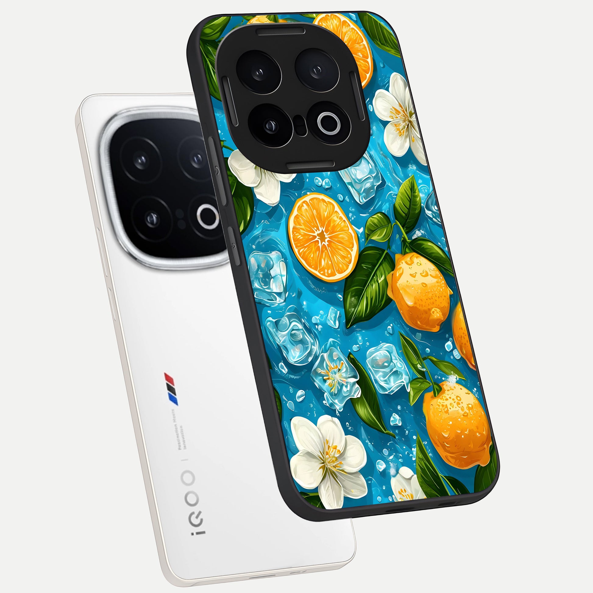  Ice Cube With Orange phone case for iQOO 13 showing premium glass back cover with detailed artwork