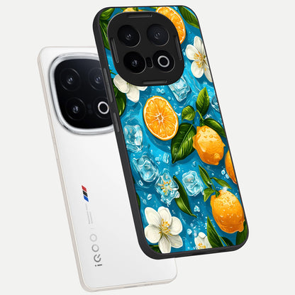  Ice Cube With Orange phone case for iQOO 13 showing premium glass back cover with detailed artwork