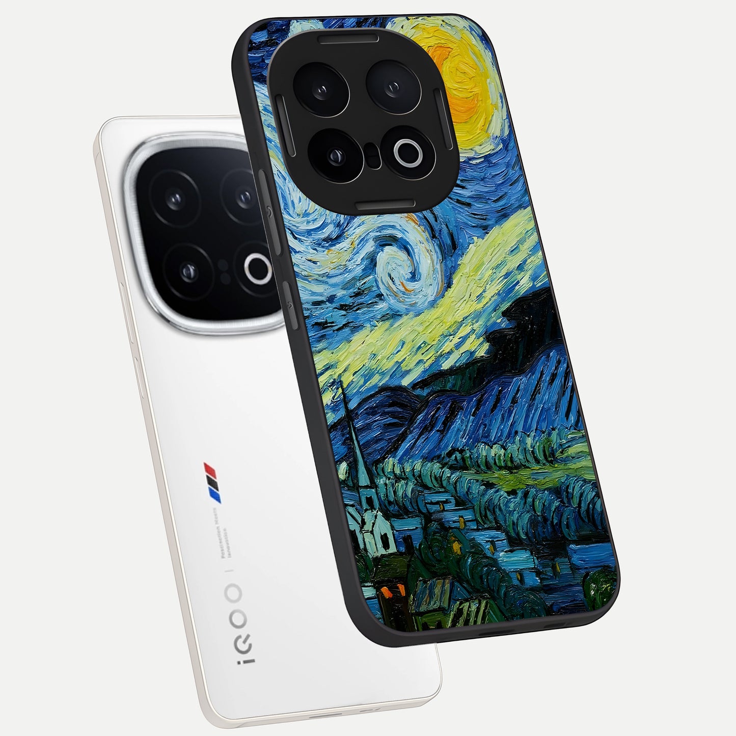  Inspired Van Gogh Art phone case for iQOO 13 showing premium glass back cover with detailed artwork