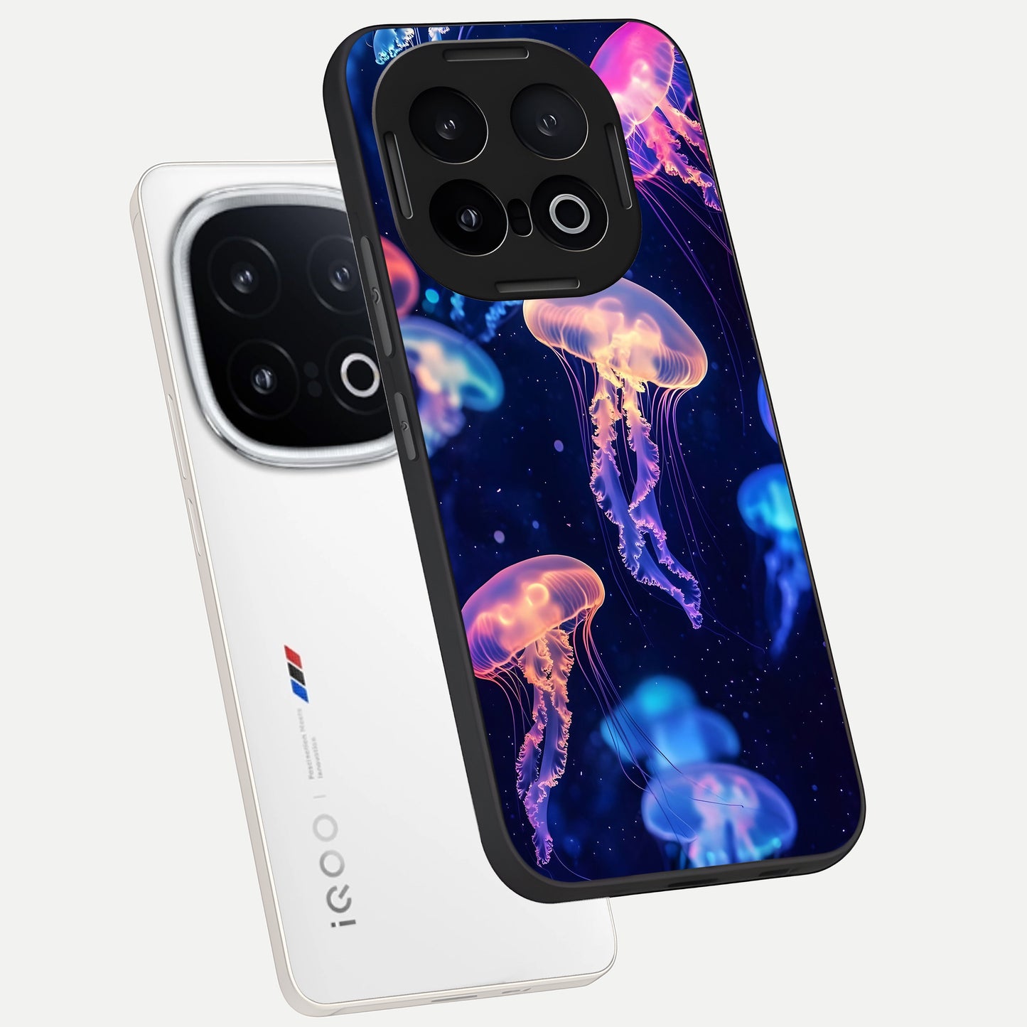  Jellyfish Pattern phone case for iQOO 13 showing premium glass back cover with detailed artwork