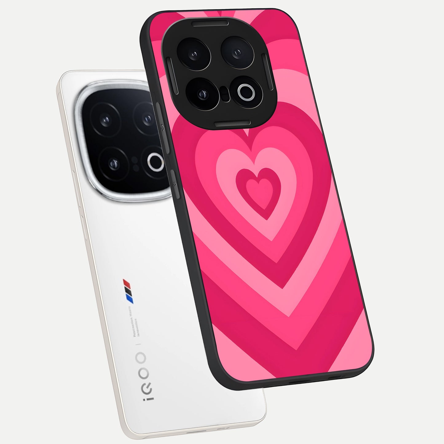  Layered Love Hearts phone case for iQOO 13 showing premium glass back cover with detailed artwork