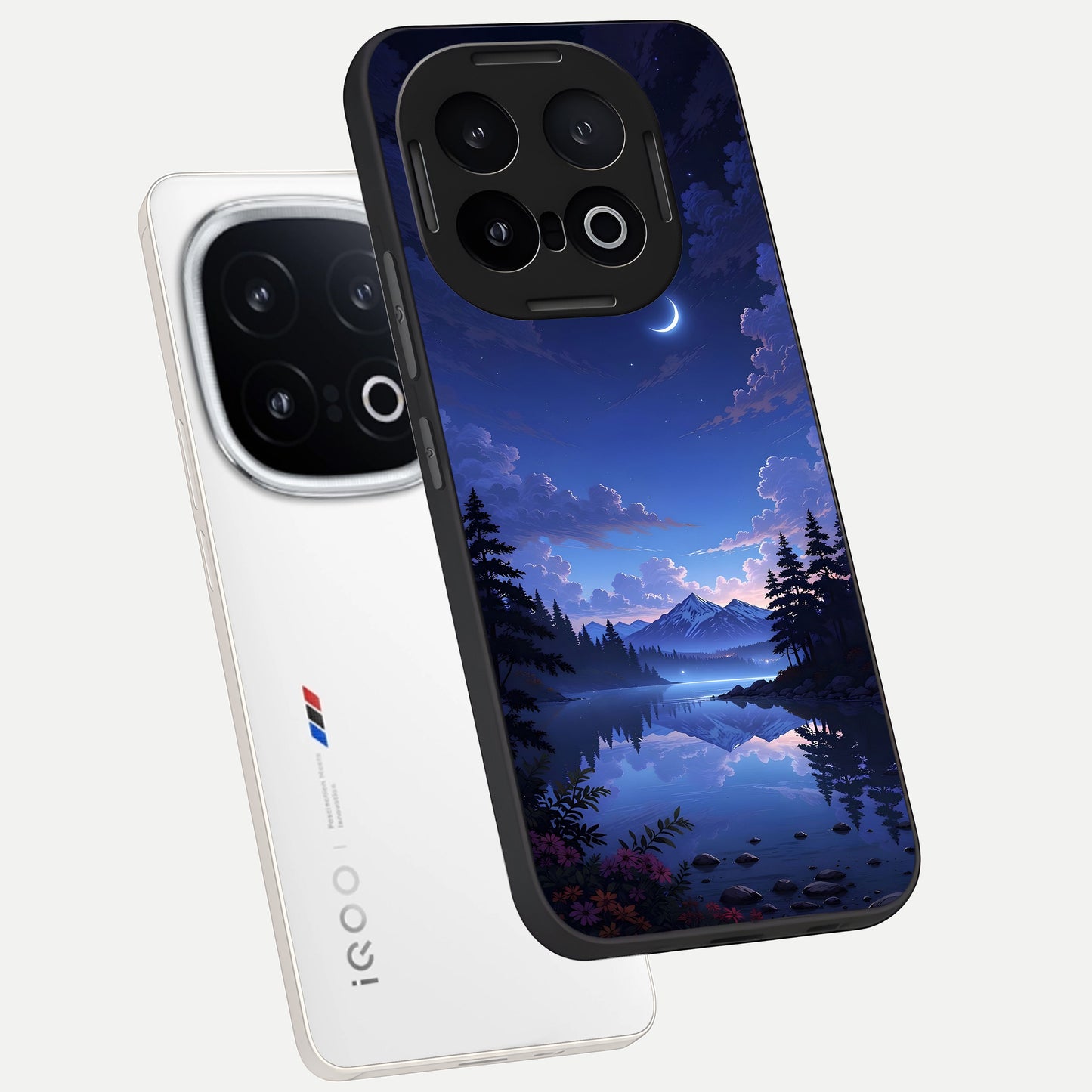  Midnight Lake Peace phone case for iQOO 13 showing premium glass back cover with detailed artwork
