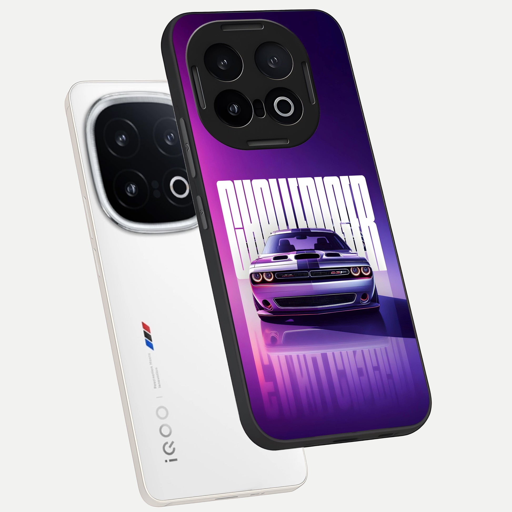  Midnight Muscle Ride phone case for iQOO 13 showing premium glass back cover with detailed artwork