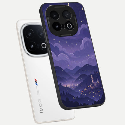  Minimal Night View phone case for iQOO 13 showing premium glass back cover with detailed artwork
