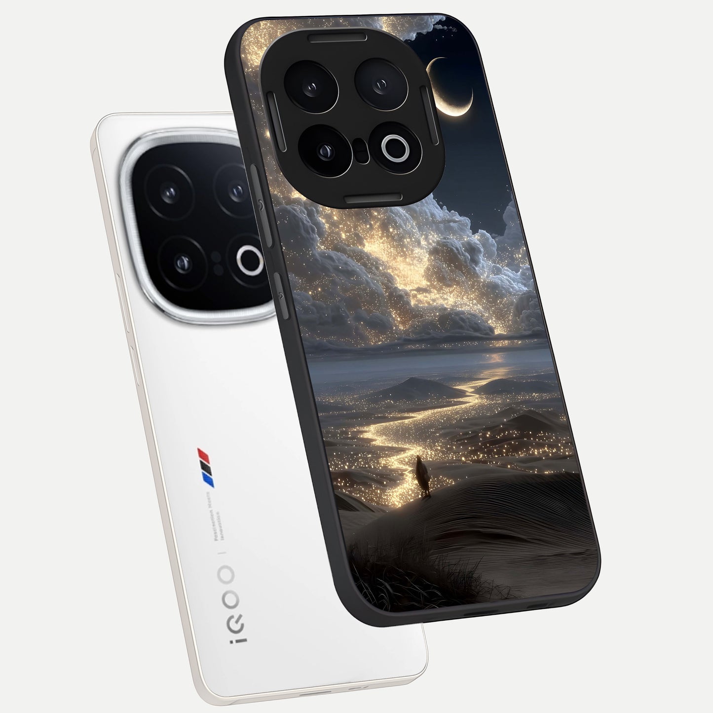  Moonlight Spark Path phone case for iQOO 13 showing premium glass back cover with detailed artwork