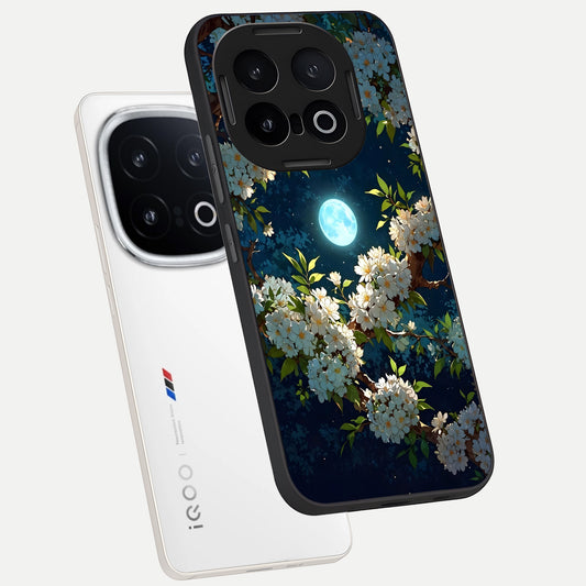  Moonlit Blossom Dream phone case for iQOO 13 showing premium glass back cover with detailed artwork