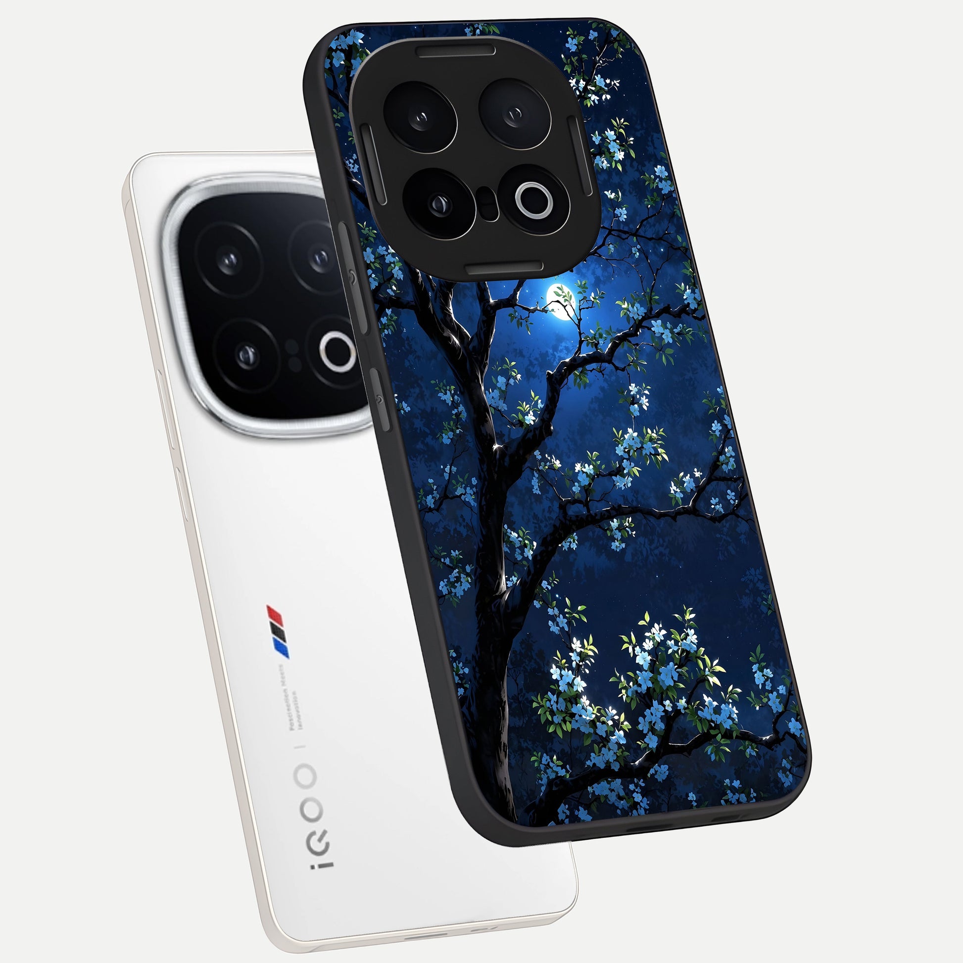  Mystic Floral Night phone case for iQOO 13 showing premium glass back cover with detailed artwork