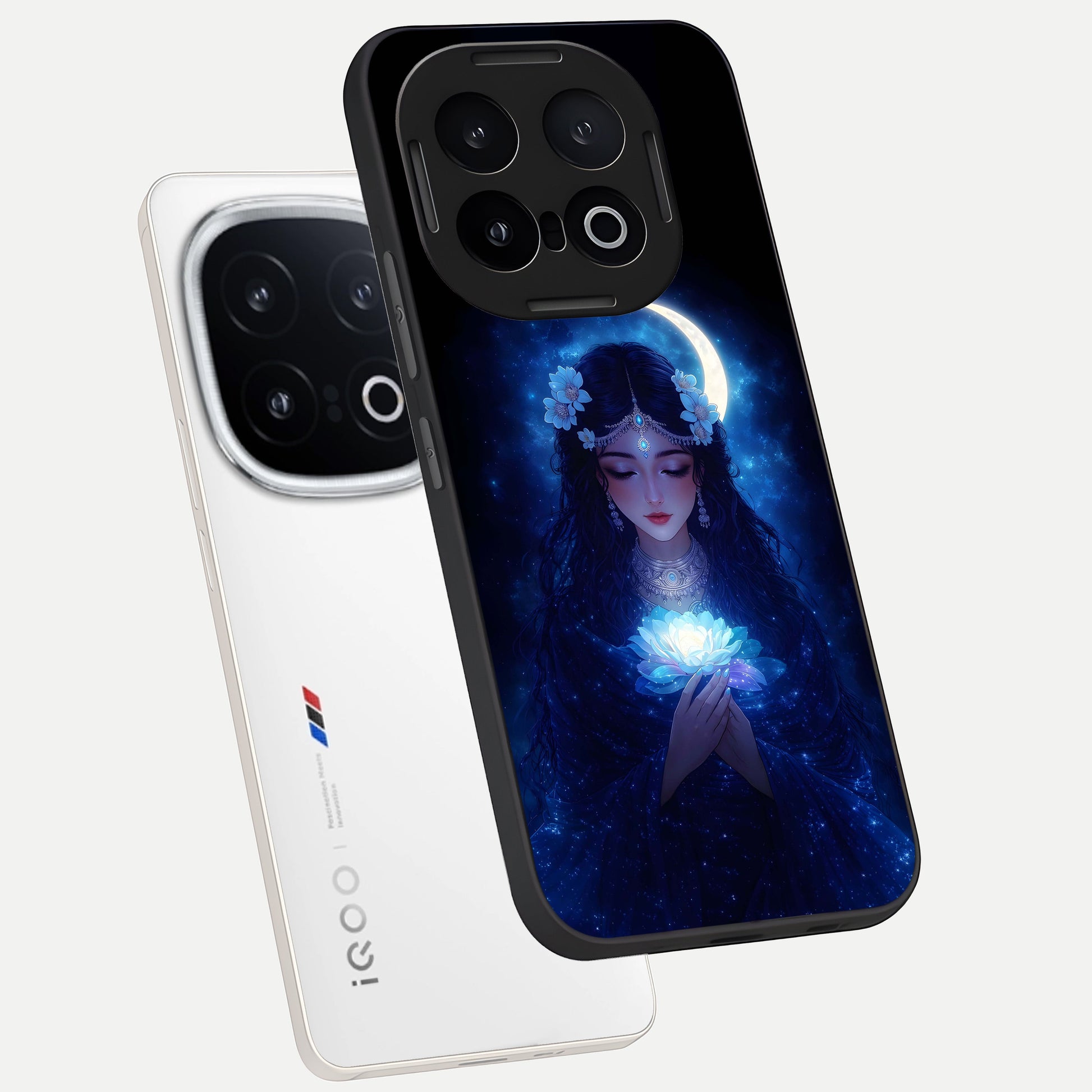  Mystic Moon Queen phone case for iQOO 13 showing premium glass back cover with detailed artwork
