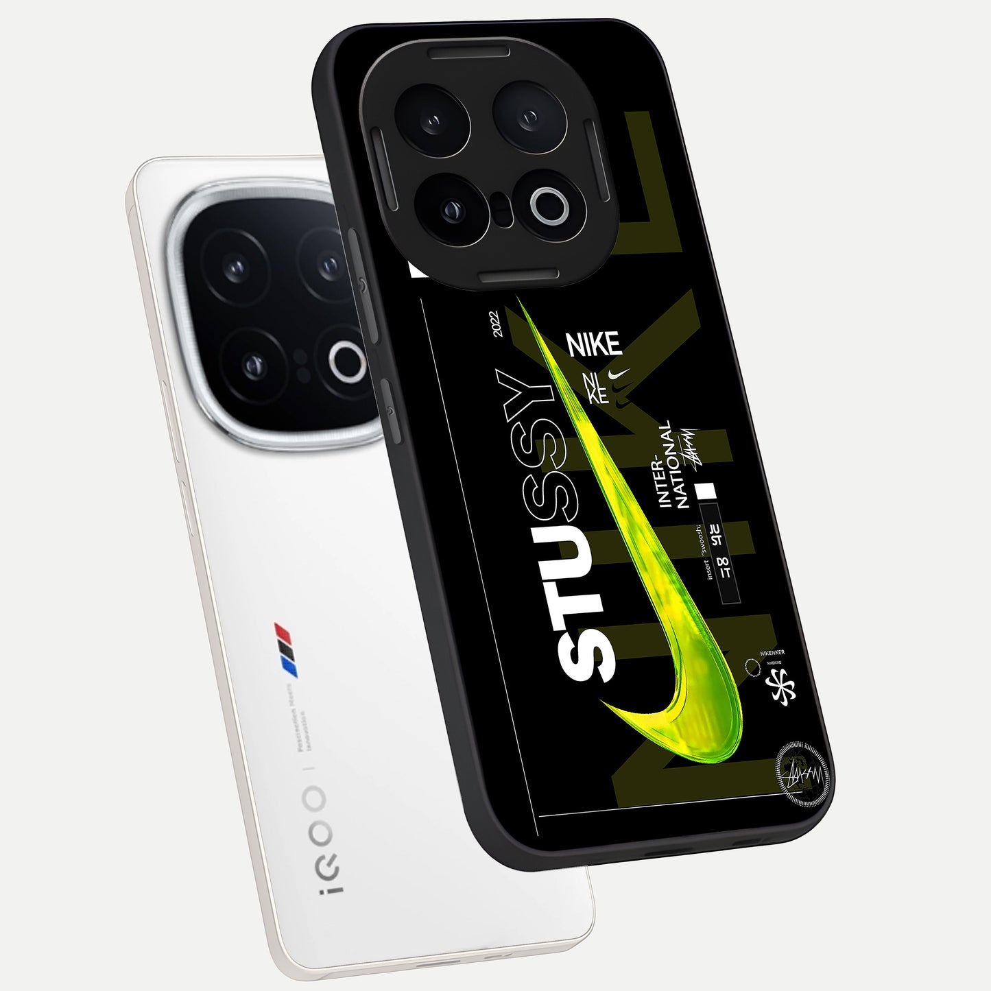  Neon Street Edition phone case for iQOO 13 showing premium glass back cover with detailed artwork