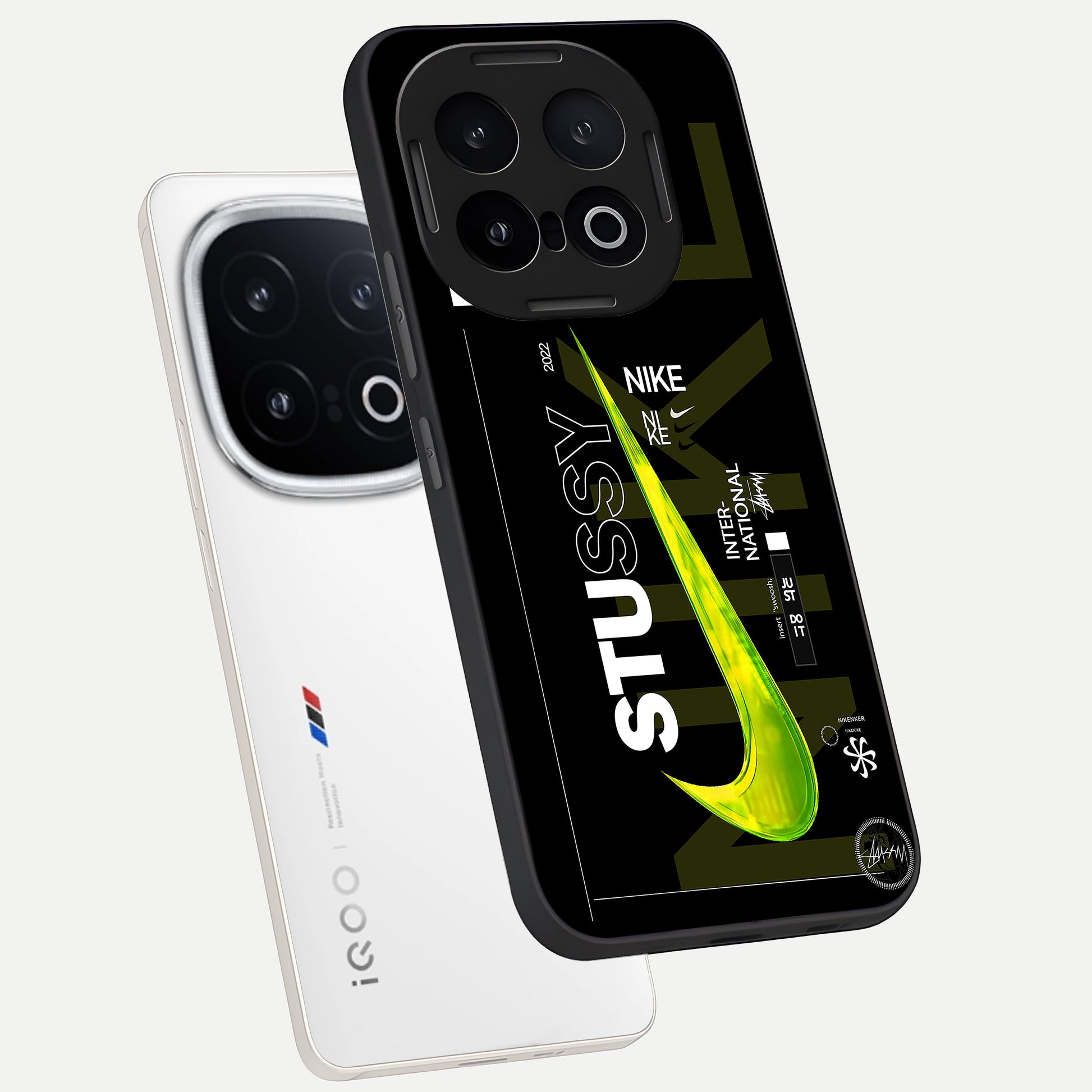  Neon Street Edition phone case for iQOO 13 showing premium glass back cover with detailed artwork