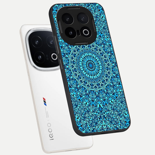  Ocean Bloom Mandala phone case for iQOO 13 showing premium glass back cover with detailed artwork