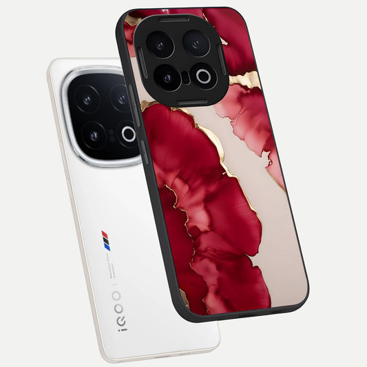  Pink And White Marble phone case for iQOO 13 showing premium glass back cover with detailed artwork