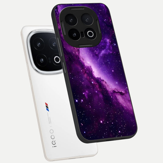  Purple Shade Sky phone case for iQOO 13 showing premium glass back cover with detailed artwork