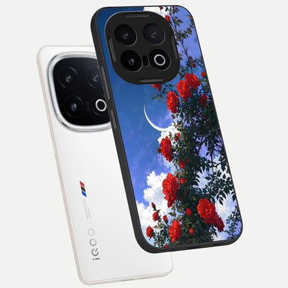  Rose Drift Flowers phone case for iQOO 13 showing premium glass back cover with detailed artwork