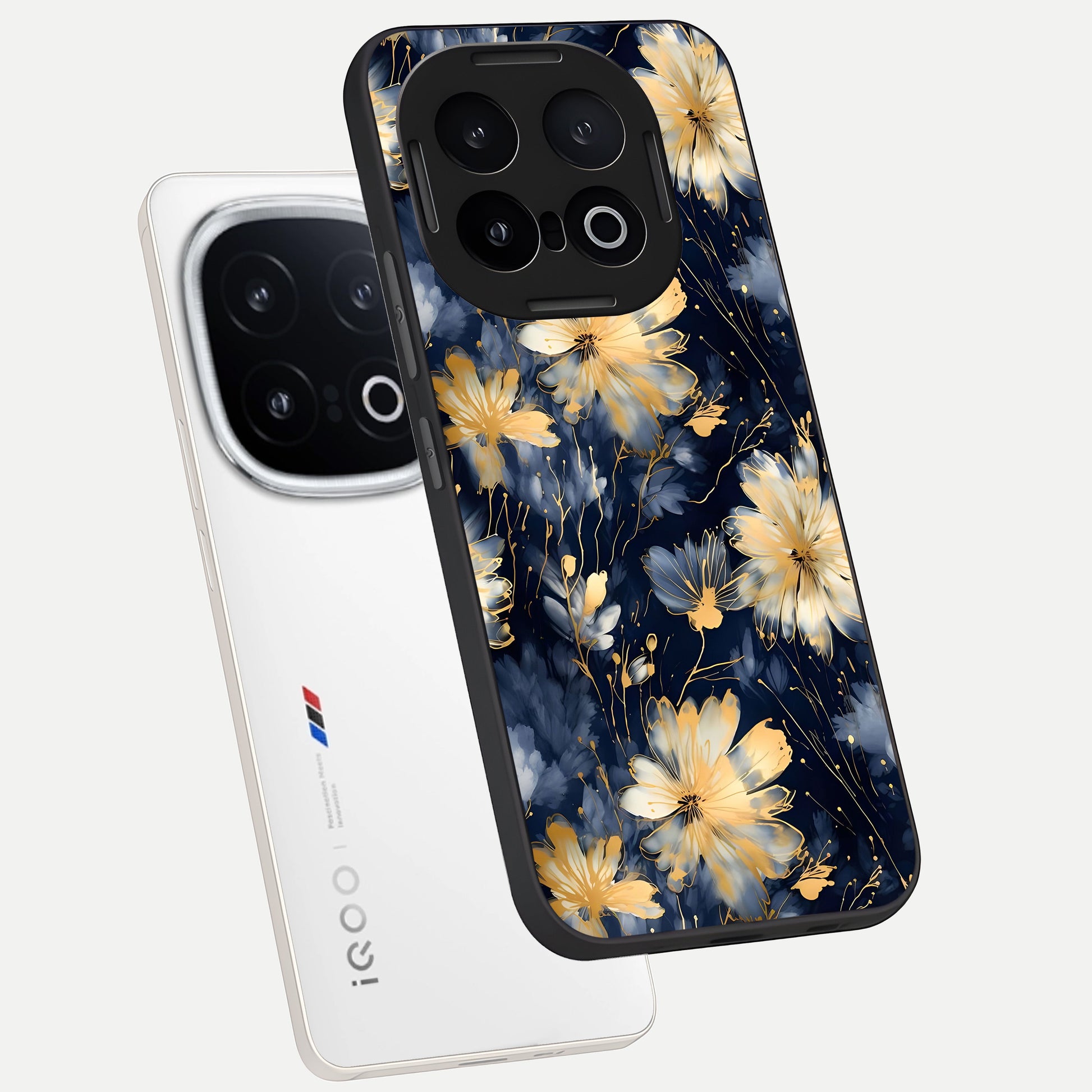  Royal Petal Dream phone case for iQOO 13 showing premium glass back cover with detailed artwork