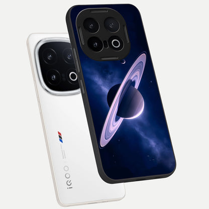  Saturn Ring Mystique phone case for iQOO 13 showing premium glass back cover with detailed artwork