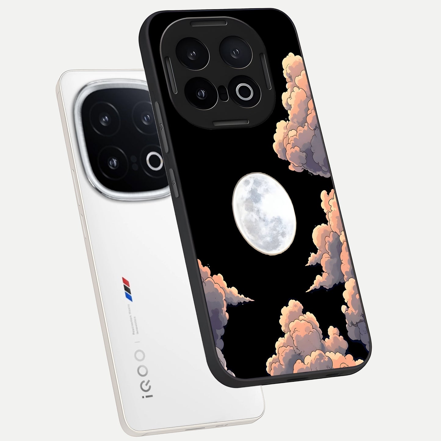  Shade Cloud Moon phone case for iQOO 13 showing premium glass back cover with detailed artwork