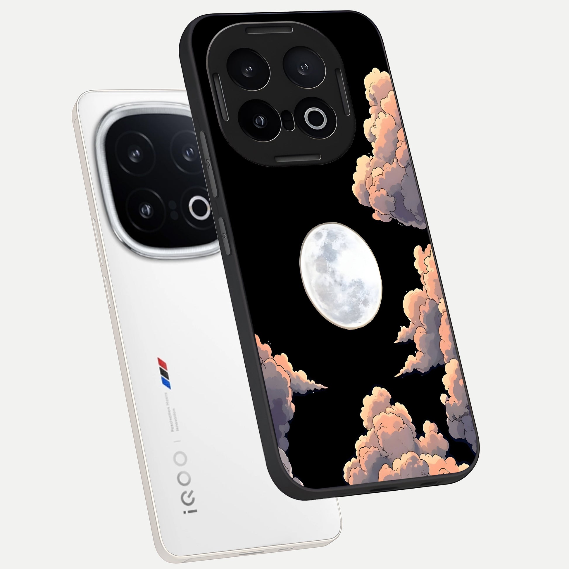  Shade Cloud Moon phone case for iQOO 13 showing premium glass back cover with detailed artwork