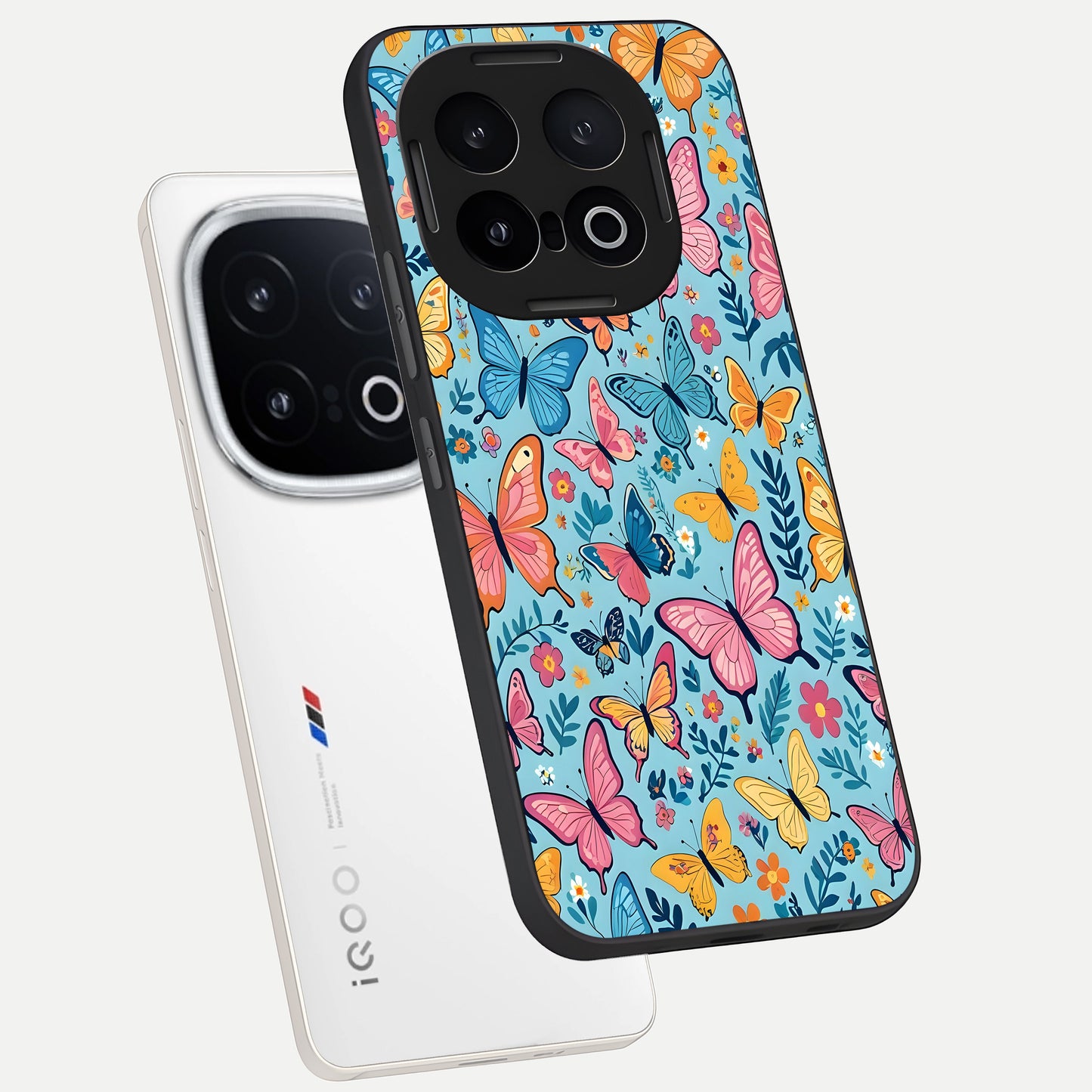  Spring Wing Garden phone case for iQOO 13 showing premium glass back cover with detailed artwork