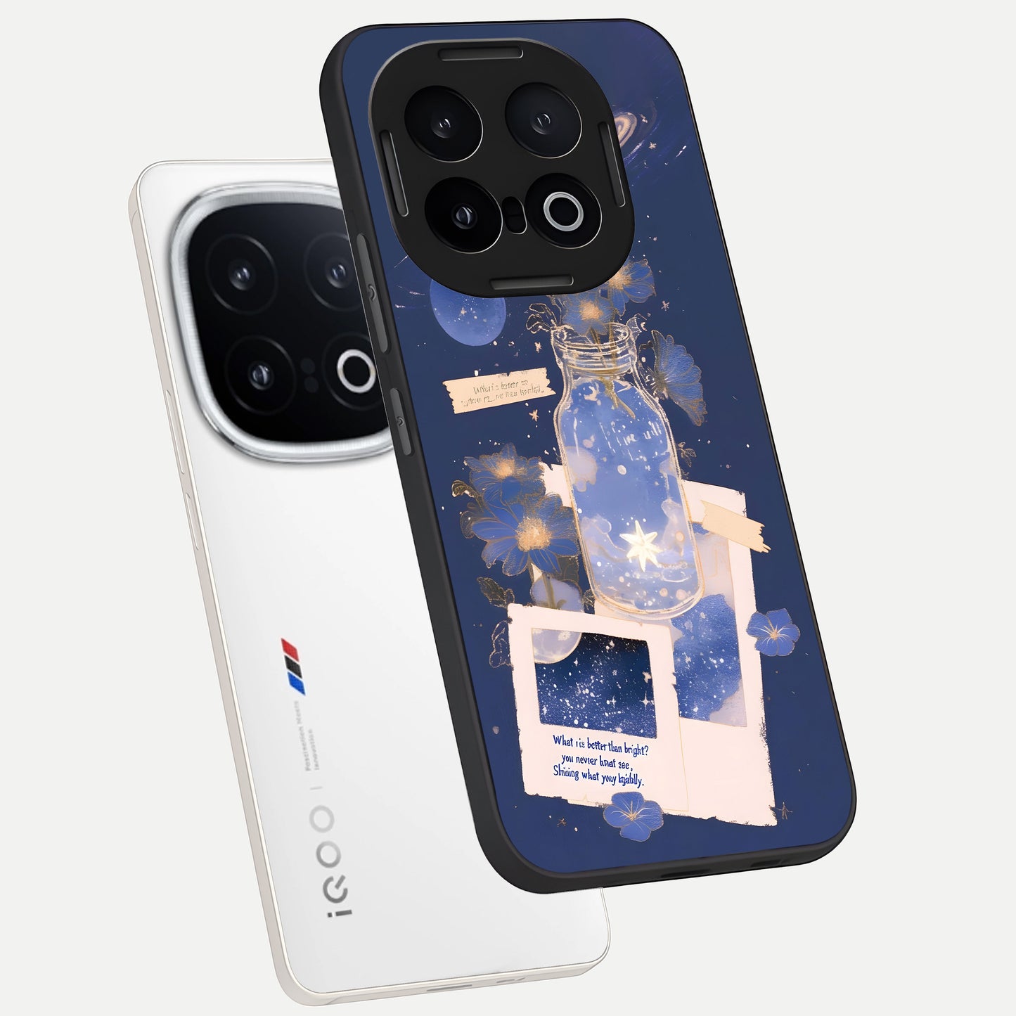  Starlit Cosmic Jar phone case for iQOO 13 showing premium glass back cover with detailed artwork