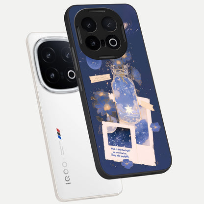  Starlit Cosmic Jar phone case for iQOO 13 showing premium glass back cover with detailed artwork