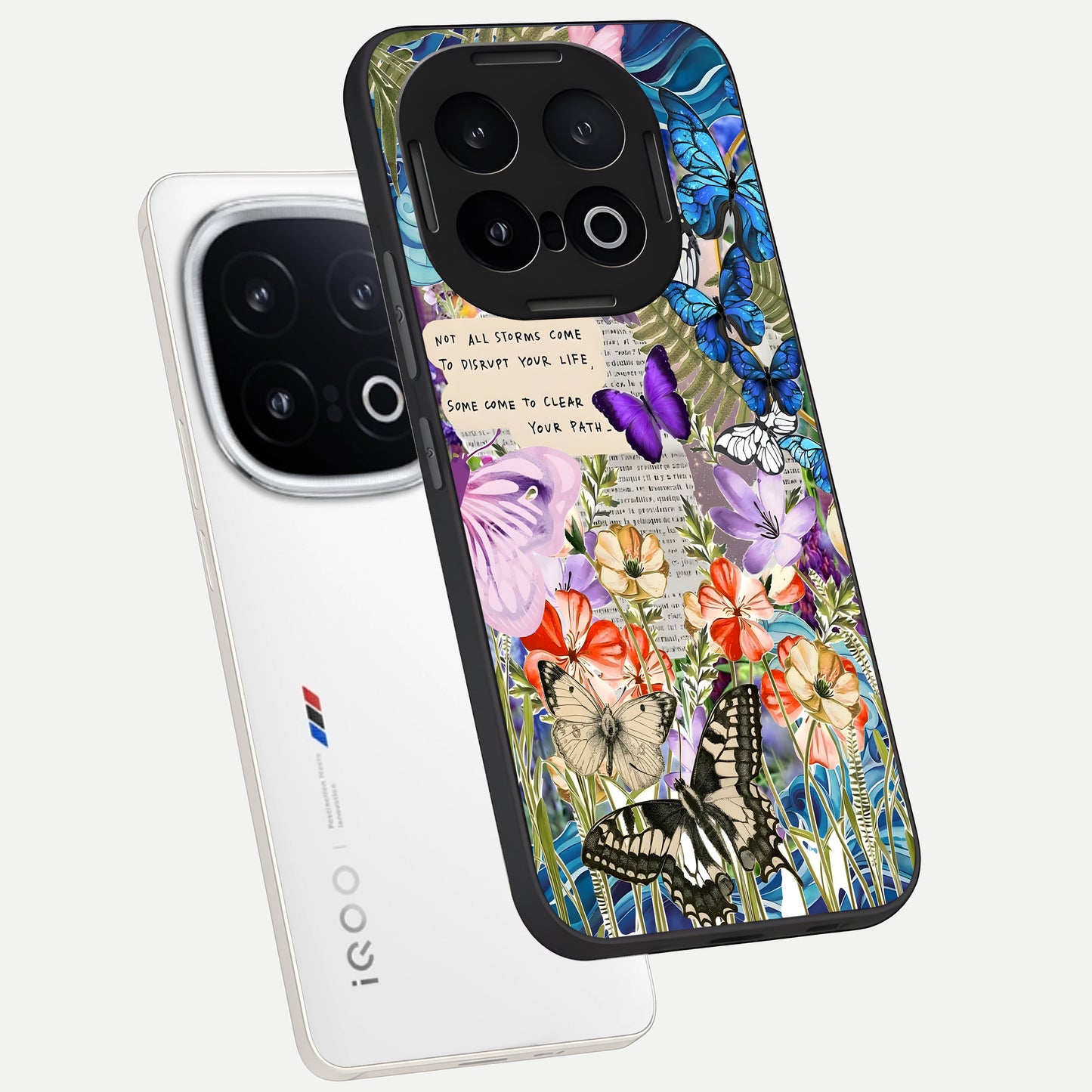  Storm Path Bloom phone case for iQOO 13 showing premium glass back cover with detailed artwork