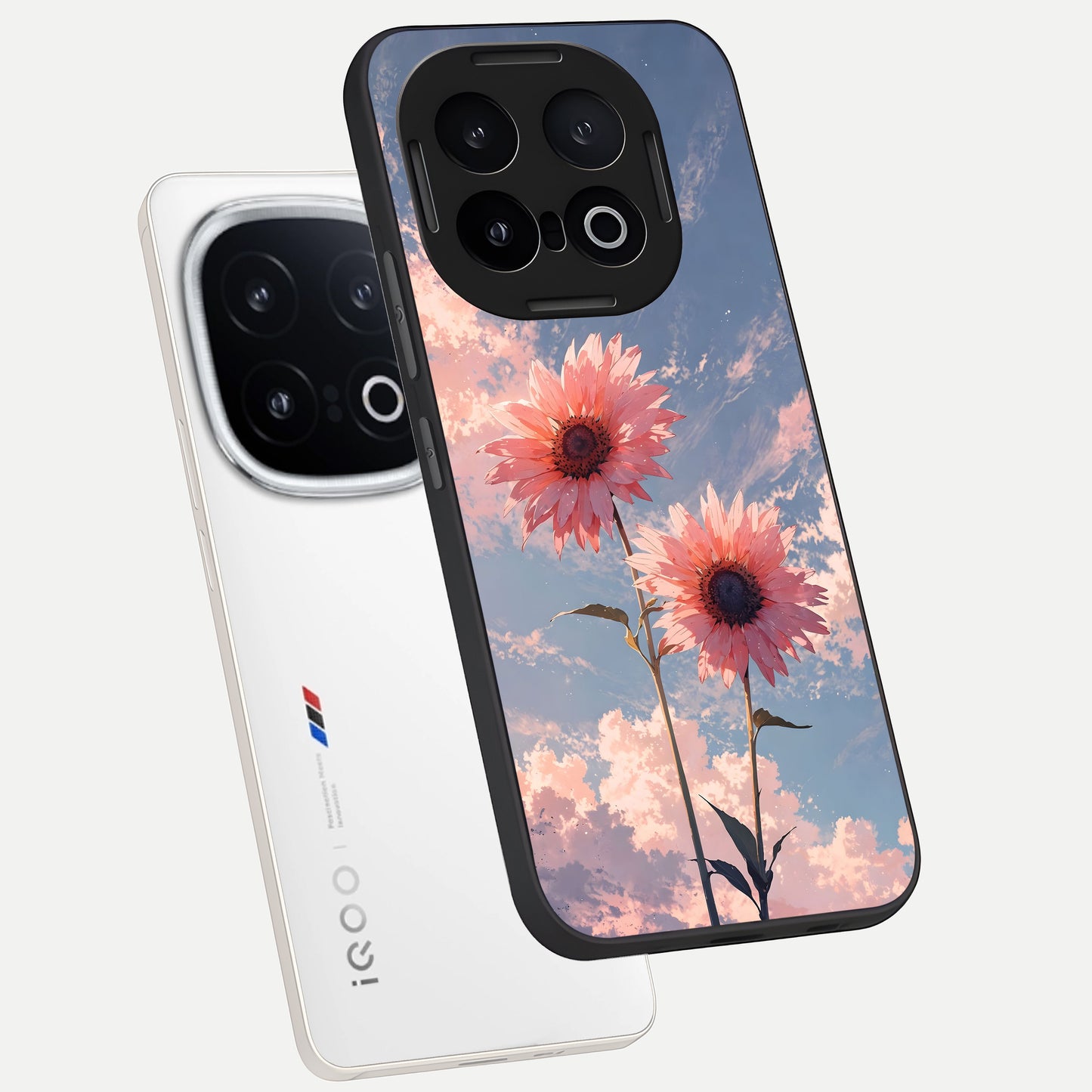 Sun Moon Balance phone case for iQOO 13 showing premium glass back cover with detailed artwork