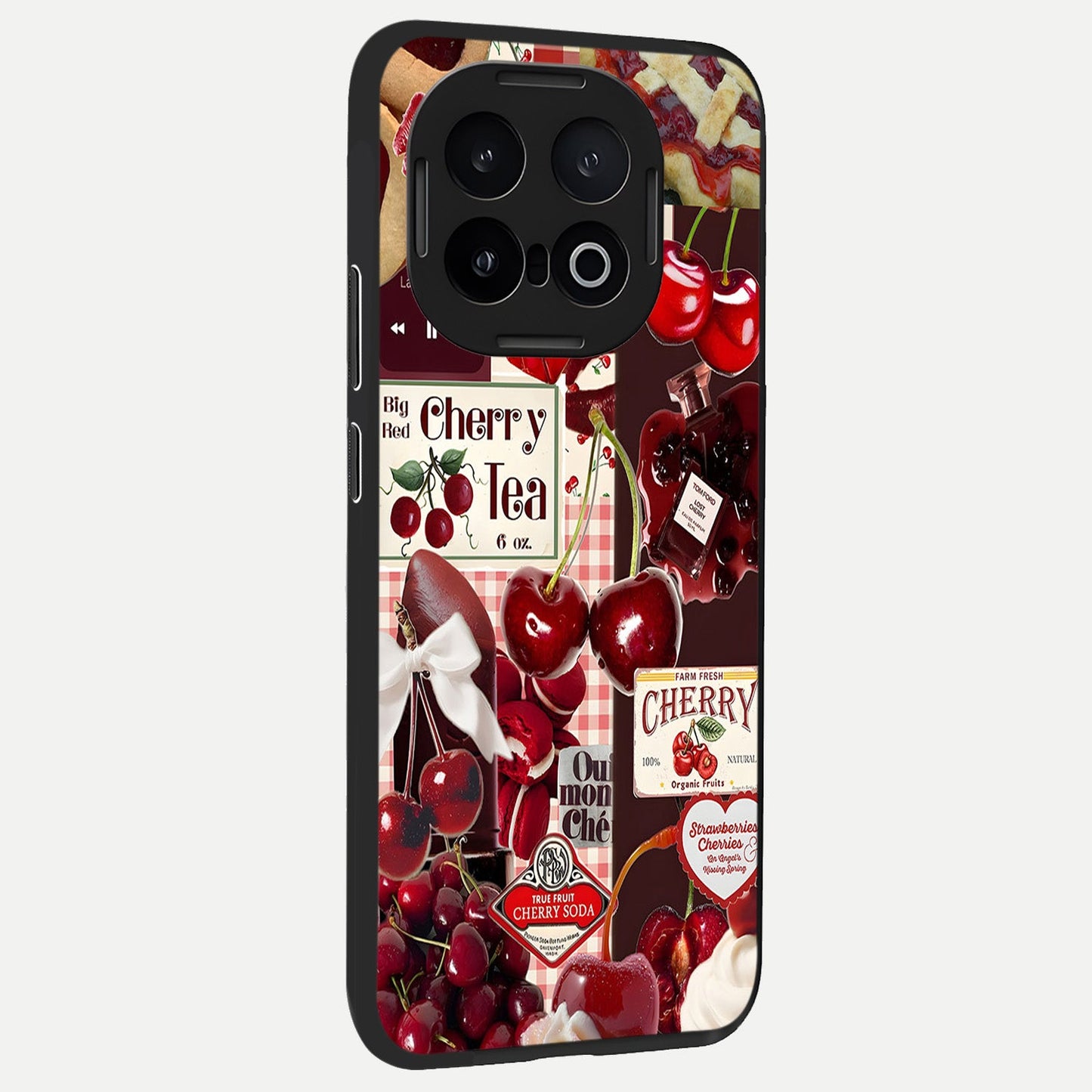  Aesthetic Cherry Tea back cover for iQOO 13 slim fit glass case with vibrant aesthetic design