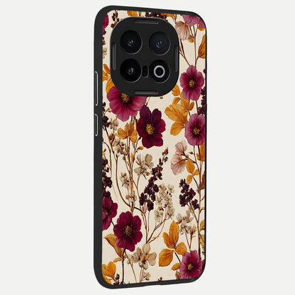  Autumn Wine Bloom back cover for iQOO 13 slim fit glass case with vibrant aesthetic design