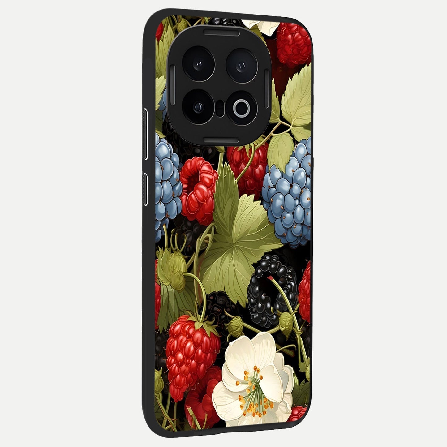  Berry Bloom Charm back cover for iQOO 13 slim fit glass case with vibrant aesthetic design