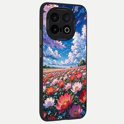  Blossom Sky Field back cover for iQOO 13 slim fit glass case with vibrant aesthetic design