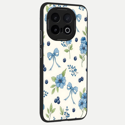  Blue Flower And Bow back cover for iQOO 13 slim fit glass case with vibrant aesthetic design