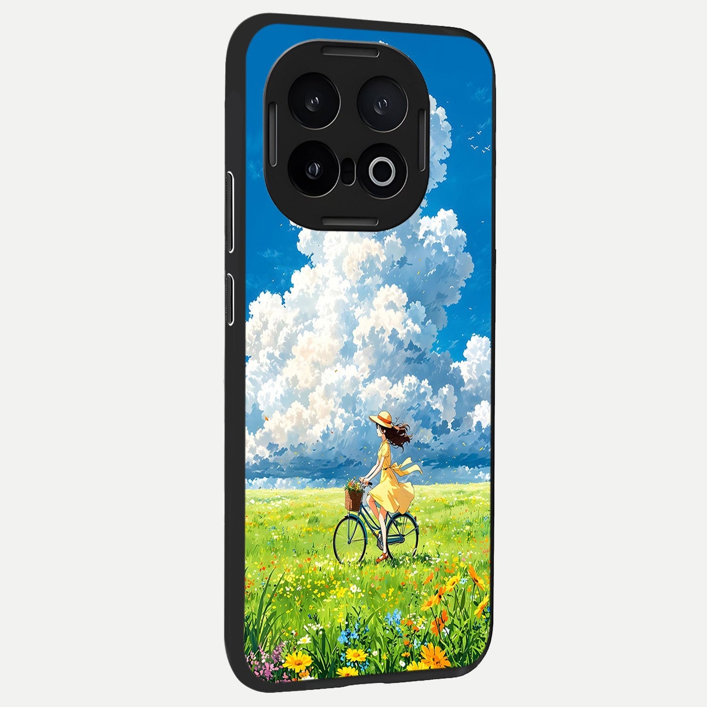  Breezy Meadow Ride back cover for iQOO 13 slim fit glass case with vibrant aesthetic design