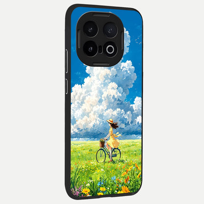  Breezy Meadow Ride back cover for iQOO 13 slim fit glass case with vibrant aesthetic design