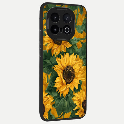  Bright Sunflower Bloom back cover for iQOO 13 slim fit glass case with vibrant aesthetic design