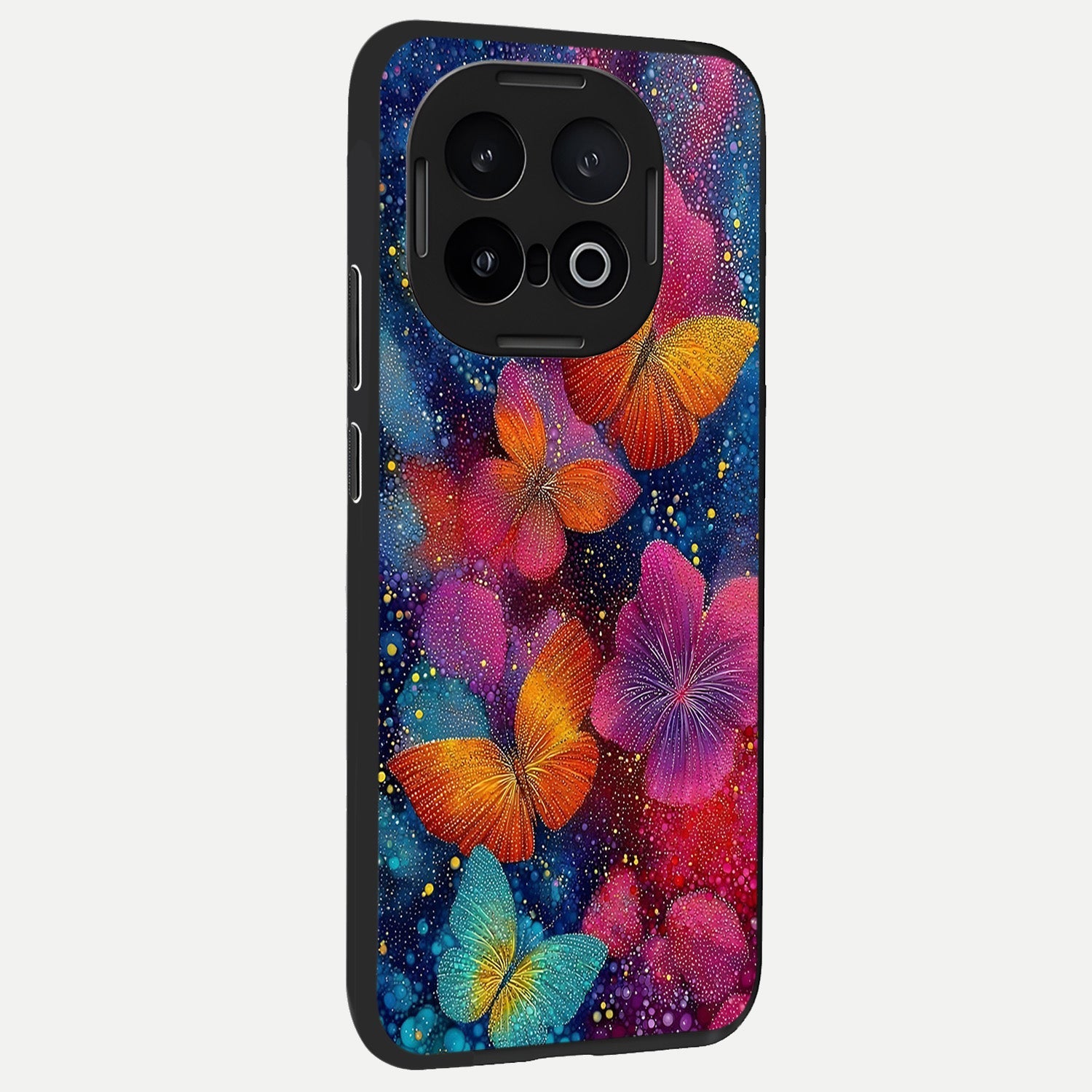 Butterfly Dream Mist back cover for iQOO 13 slim fit glass case with vibrant aesthetic design