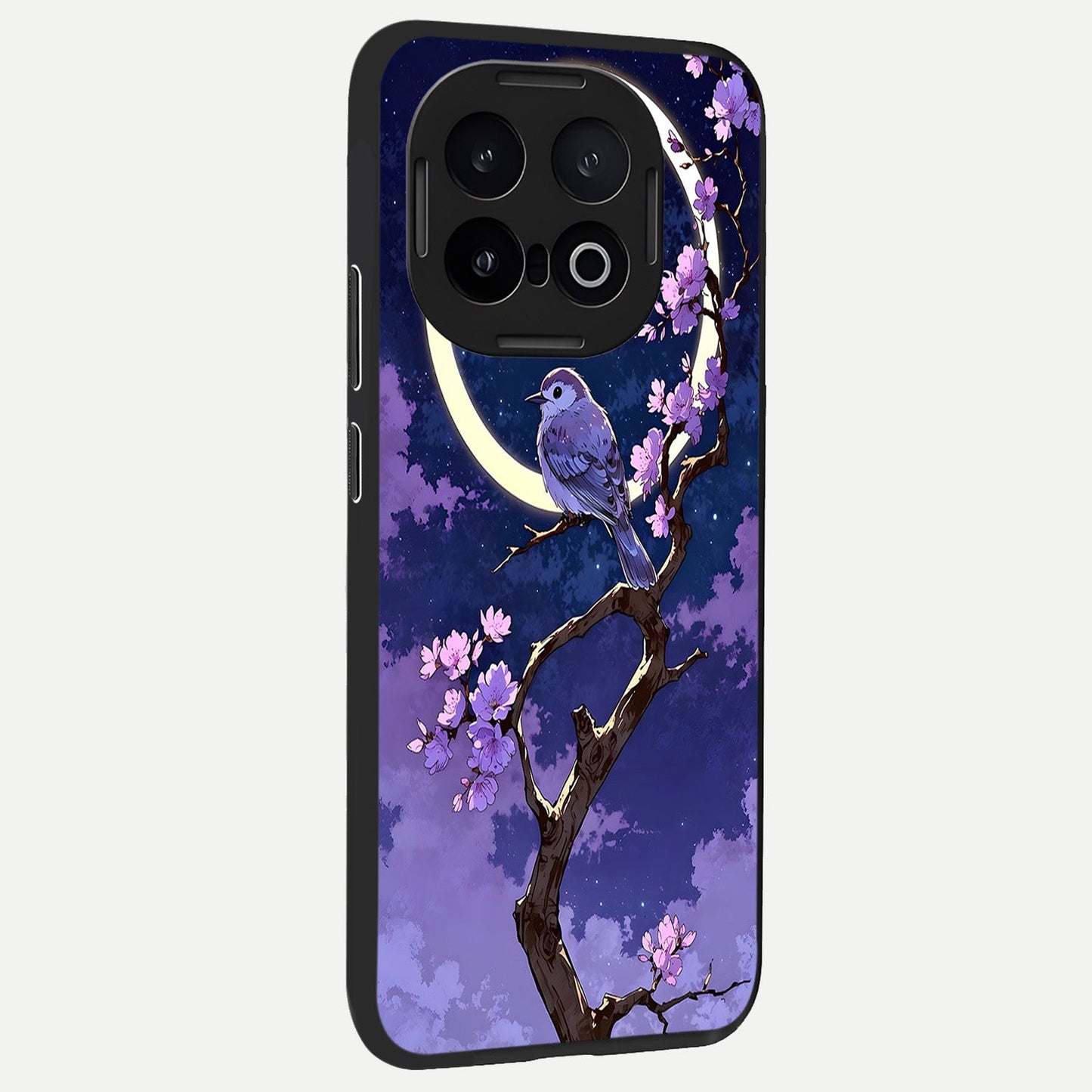  Celestial Bird Blossom back cover for iQOO 13 slim fit glass case with vibrant aesthetic design