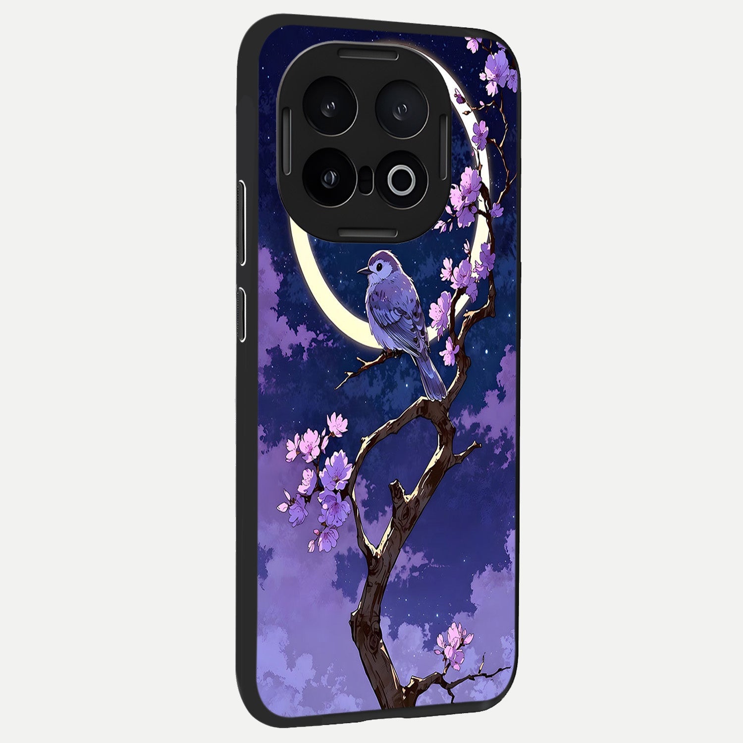  Celestial Bird Blossom back cover for iQOO 13 slim fit glass case with vibrant aesthetic design