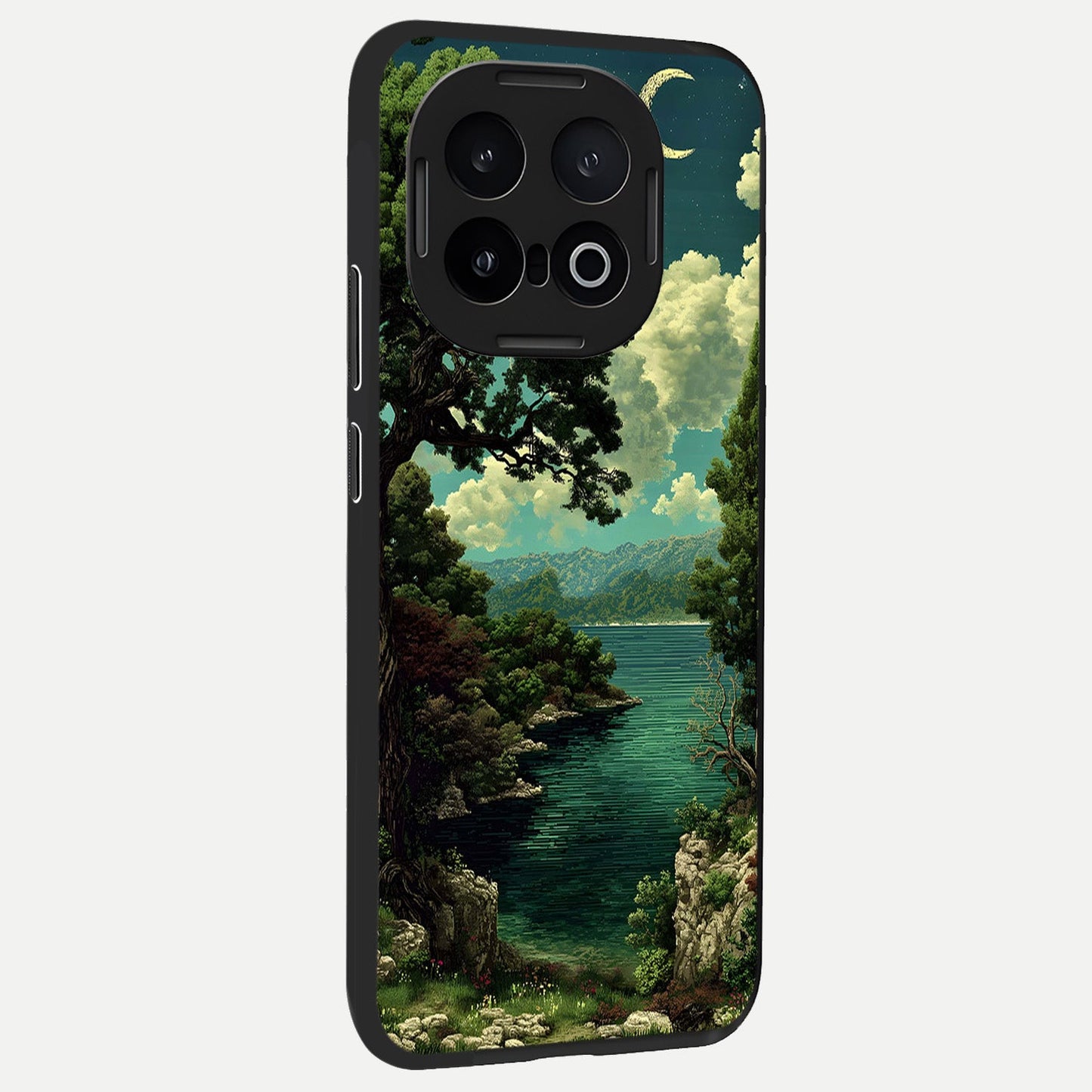 Celestial Lake Peace back cover for iQOO 13 slim fit glass case with vibrant aesthetic design