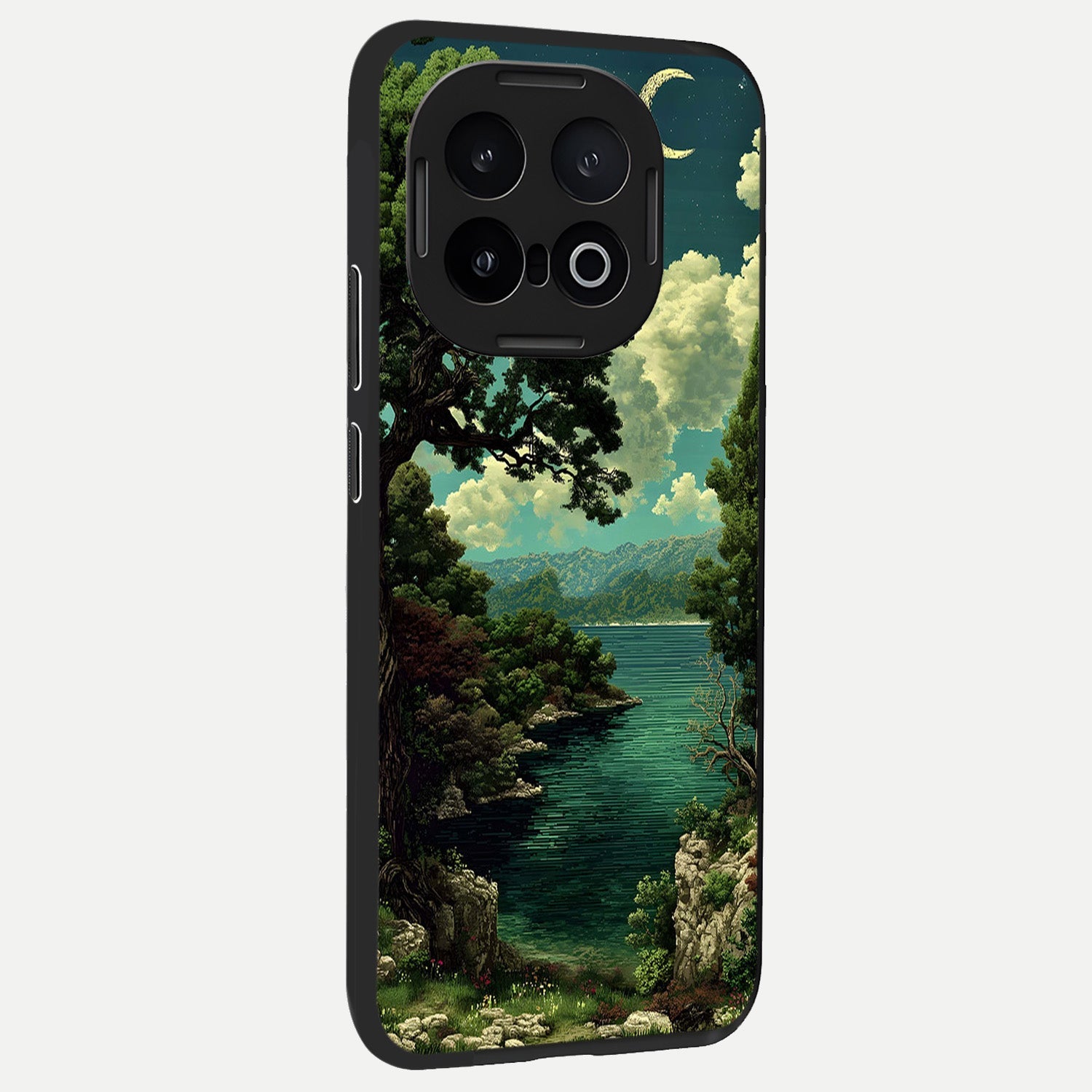  Celestial Lake Peace back cover for iQOO 13 slim fit glass case with vibrant aesthetic design
