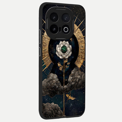  Celestial Lotus Morang back cover for iQOO 13 slim fit glass case with vibrant aesthetic design