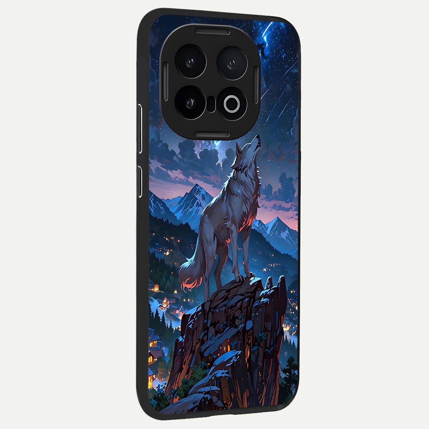  Celestial Wolf Howl back cover for iQOO 13 slim fit glass case with vibrant aesthetic design