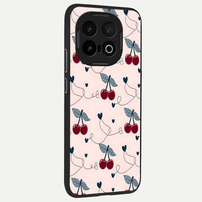  Cherry Heart Line back cover for iQOO 13 slim fit glass case with vibrant aesthetic design