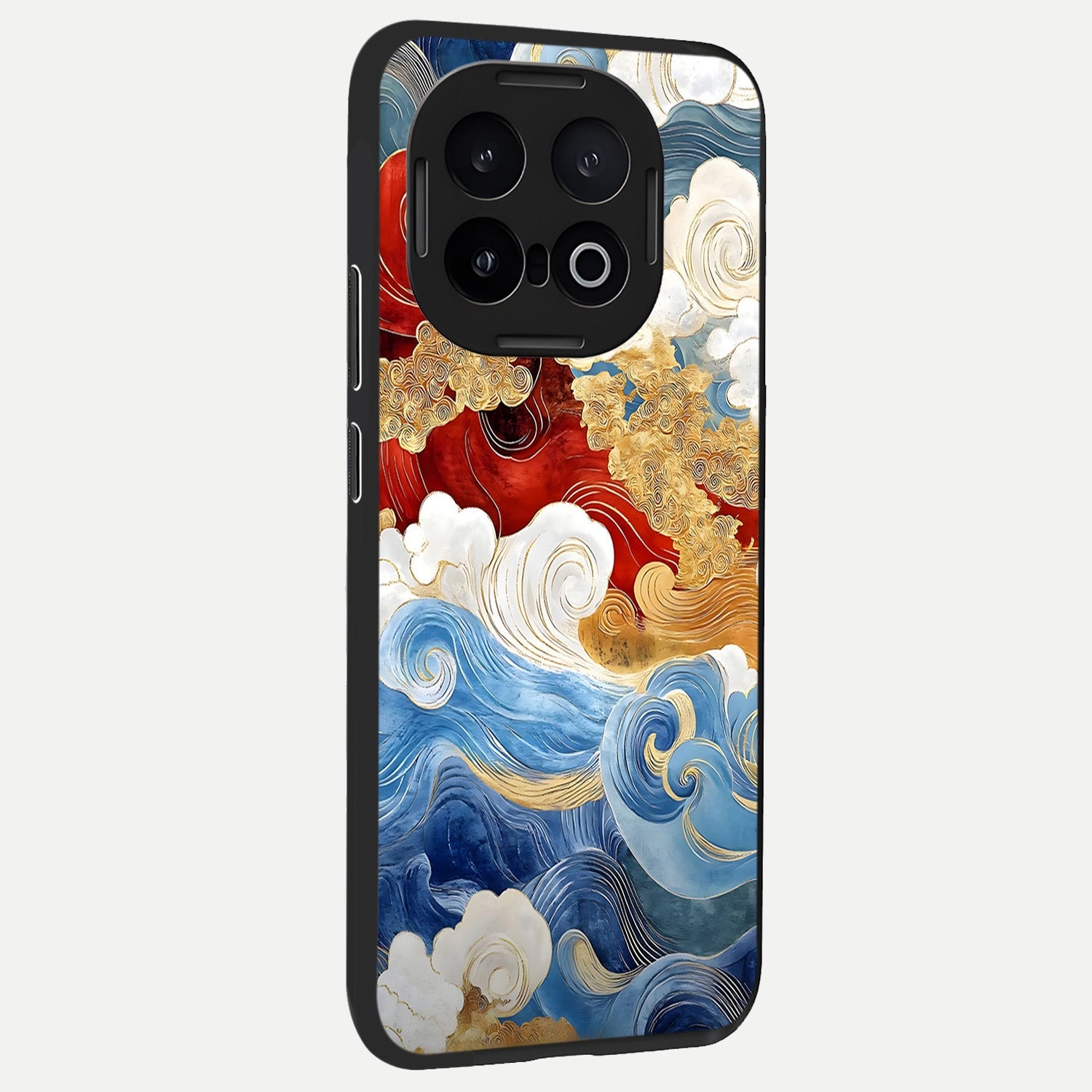  Colored Waves back cover for iQOO 13 slim fit glass case with vibrant aesthetic design