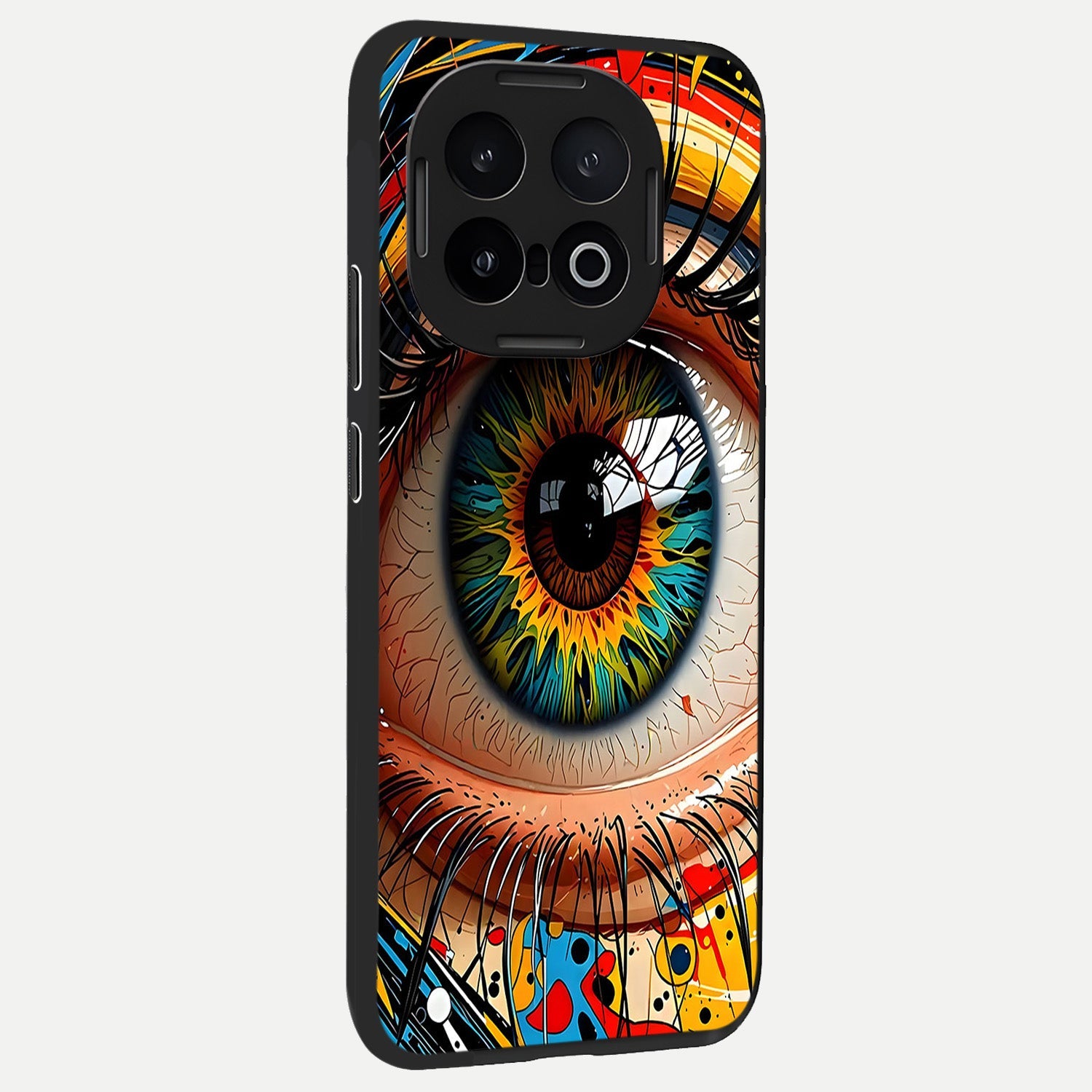  Colorful Eye back cover for iQOO 13 slim fit glass case with vibrant aesthetic design