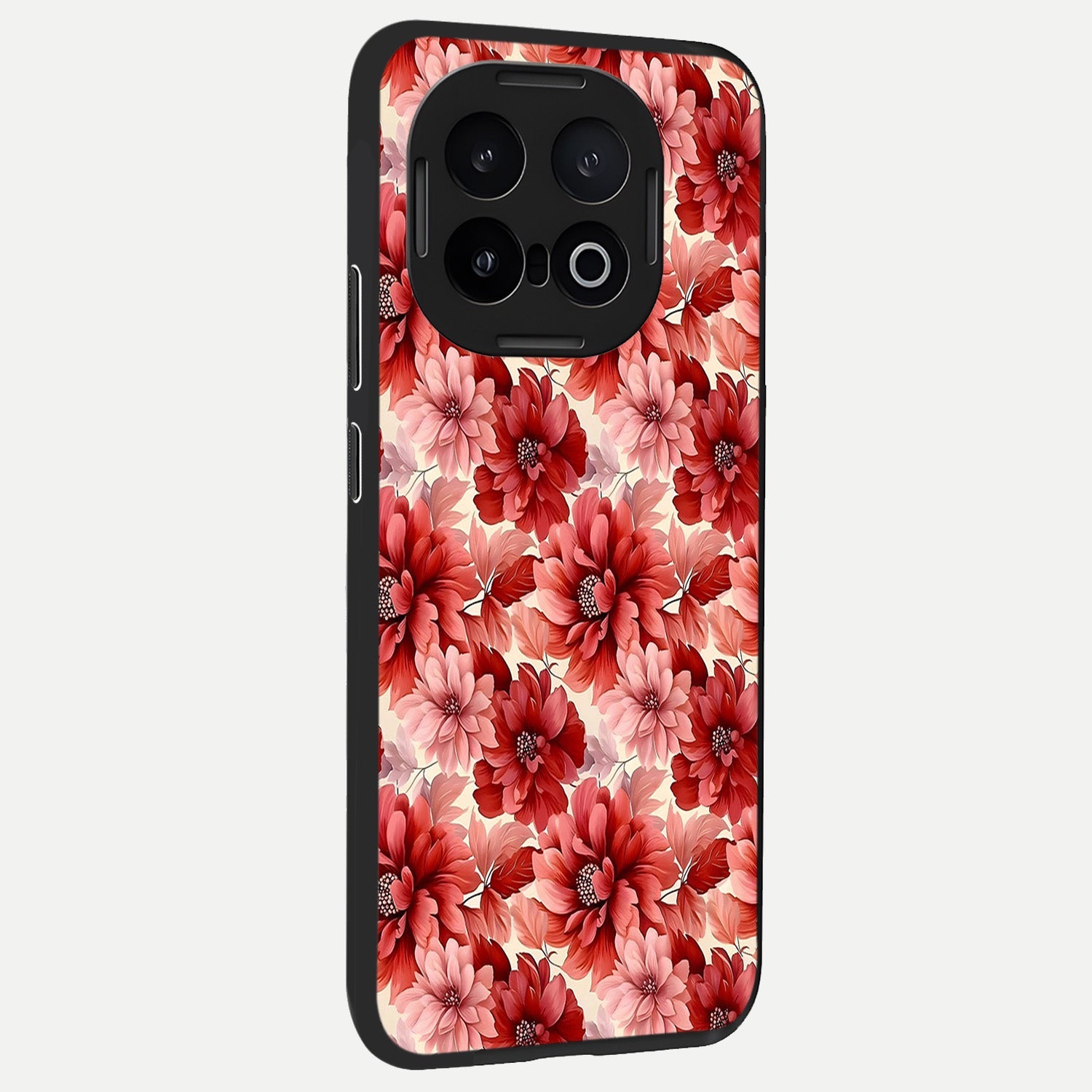  Crimson Love Petals back cover for iQOO 13 slim fit glass case with vibrant aesthetic design